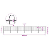 Garden Fence with Hoop Top Steel 1005x120 cm Black