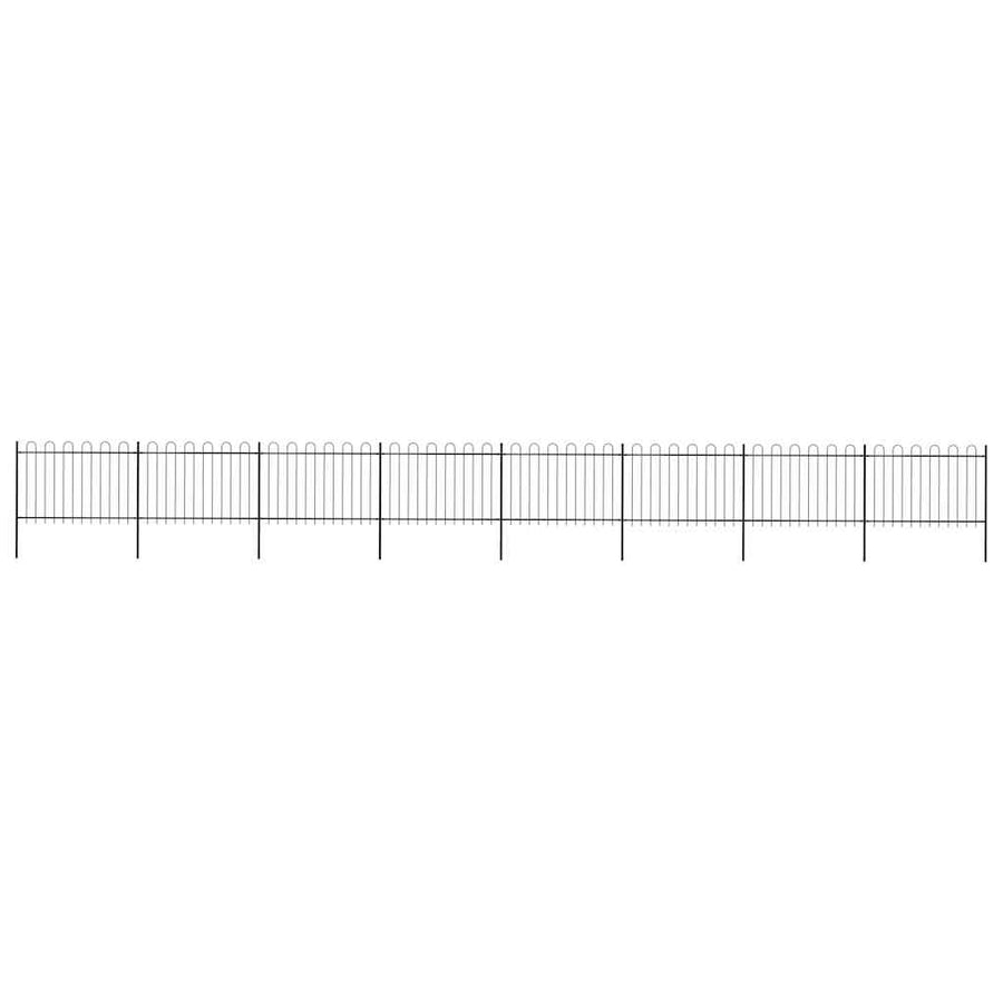 Garden Fence with Hoop Top Steel 1339x120 cm Black