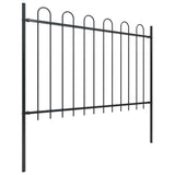 Garden Fence with Hoop Top Steel 1426x120 cm Black (8x144931)