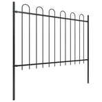 Garden Fence with Hoop Top Steel 1339x120 cm Black