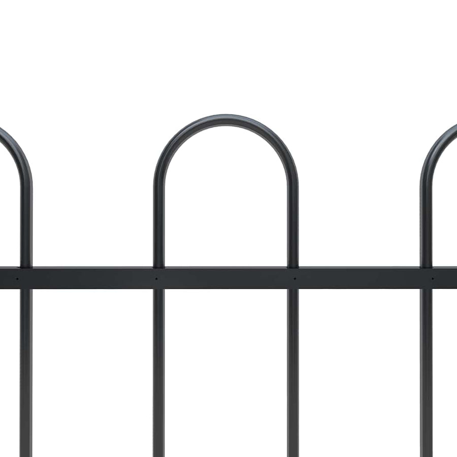 Garden Fence with Hoop Top Steel 1339x120 cm Black