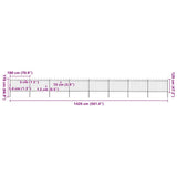 Garden Fence with Hoop Top Steel 1426x120 cm Black (8x144931) - 45-Degree Angle