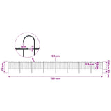 Garden Fence with Hoop Top Steel 1339x120 cm Black - 45-Degree Angle