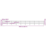 Garden Fence with Hoop Top Steel 1603,5x120 cm Black (9x144931)