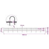 Garden Fence with Hoop Top Steel 1506x120 cm Black - 45-Degree Angle