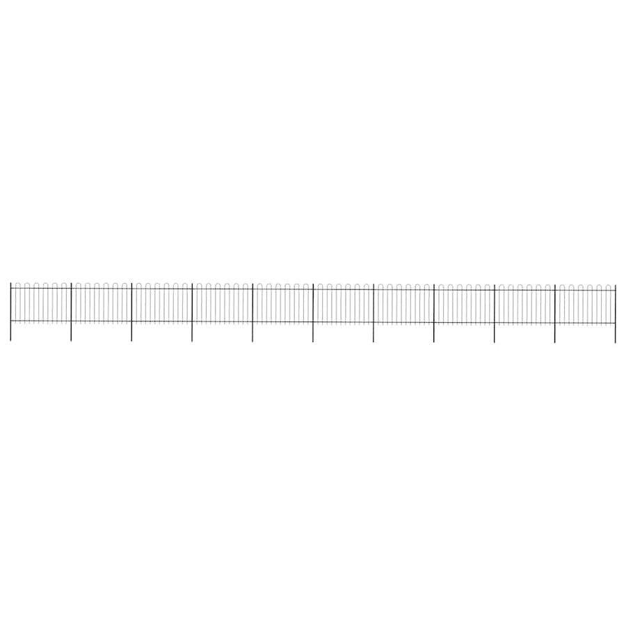 Garden Fence with Hoop Top Steel 1673x120 cm Black