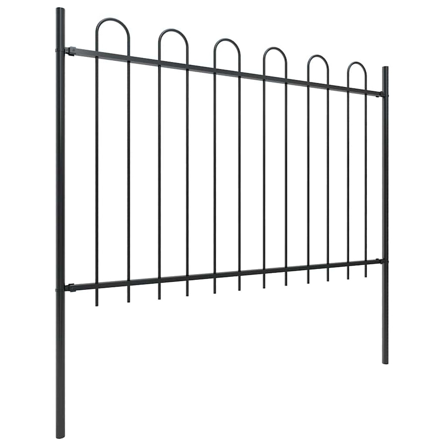 Garden Fence with Hoop Top Steel 1673x120 cm Black