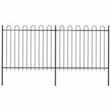 Garden Fence with Hoop Top Steel 359x150 cm Black (2x144932)