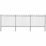 Garden Fence with Hoop Top Steel 537x150 cm Black (3x144932)