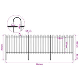 Garden Fence with Hoop Top Steel 504x150 cm Black - 45-Degree Angle