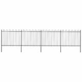 Garden Fence with Hoop Top Steel 714,5x150 cm Black (4x144932)
