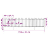 Garden Fence with Hoop Top Steel 714,5x150 cm Black (4x144932)