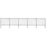 Garden Fence with Hoop Top Steel 892,5x150 cm Black (5x144932)