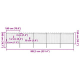 Garden Fence with Hoop Top Steel 892,5x150 cm Black (5x144932) - 45-Degree Angle