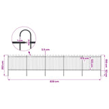 Garden Fence with Hoop Top Steel 838x150 cm Black - 45-Degree Angle