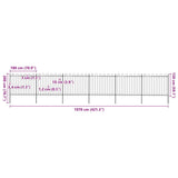 Garden Fence with Hoop Top Steel 1070x150 cm Black (6x144932)