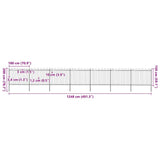 Garden Fence with Hoop Top Steel 1248x150 cm Black (7x144932) - 45-Degree Angle