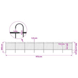 Garden Fence with Hoop Top Steel 1172x150 cm Black