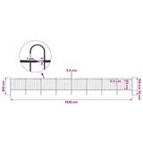 Garden Fence with Hoop Top Steel 1339x150 cm Black - 45-Degree Angle
