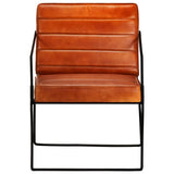 Armchair Tan Real Leather - Front View