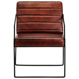 Armchair Dark Brown Real Leather - Front View
