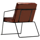 Armchair Dark Brown Real Leather - Side View