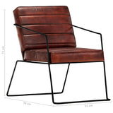 Armchair Dark Brown Real Leather - Low Angle