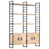 4-Tier Bookcase 124x30x180 cm Solid Mango Wood - Rear View