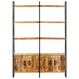4-Tier Bookcase 124x30x180 cm Rough Mango Wood - Front View