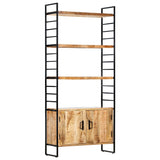 4-Tier Bookcase 80x30x180 cm Rough Mango Wood