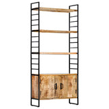 4-Tier Bookcase 80x30x180 cm Rough Mango Wood - Close-Up Angle