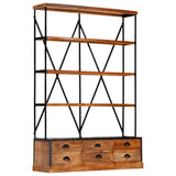 4-Tier Bookcase with 6 Drawers 122x36x181 cm Solid Mango Wood - Extra Image