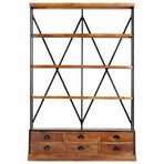 4-Tier Bookcase with 6 Drawers 122x36x181 cm Solid Mango Wood