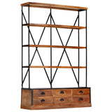 4-Tier Bookcase with 6 Drawers 122x36x181 cm Solid Mango Wood - Extra Image