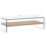 Coffee Table Clear 98x45x31 cm Tempered Glass - 45-Degree Angle