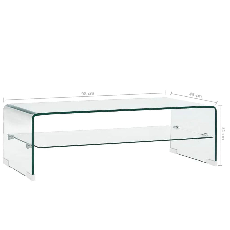 Coffee Table Clear 98x45x31 cm Tempered Glass
