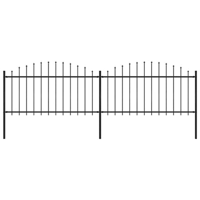 Garden Fence with Spear Top Steel 337x150 cm Black
