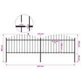 Garden Fence with Spear Top Steel 337x150 cm Black