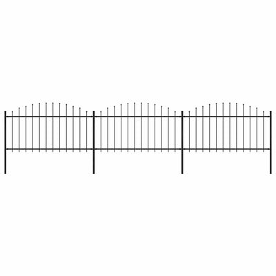 Garden Fence with Spear Top Steel 504x150 cm Black