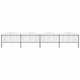 Garden Fence with Spear Top Steel 714,5x150 cm Black (4x144943)