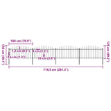 Garden Fence with Spear Top Steel 714,5x150 cm Black (4x144943)