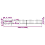Garden Fence with Spear Top Steel 892,5x150 cm Black (5x144943)