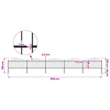 Garden Fence with Spear Top Steel 838x150 cm Black - 45-Degree Angle