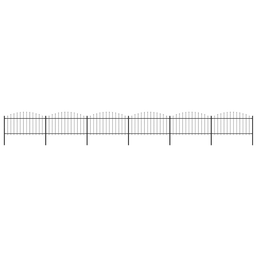 Garden Fence with Spear Top Steel 1005x150 cm Black