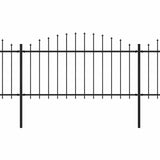 Garden Fence with Spear Top Steel 1070x150 cm Black (6x144943)