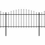 Garden Fence with Spear Top Steel 1005x150 cm Black