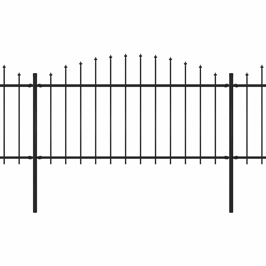 Garden Fence with Spear Top Steel 1005x150 cm Black