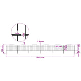 Garden Fence with Spear Top Steel 1005x150 cm Black - 45-Degree Angle
