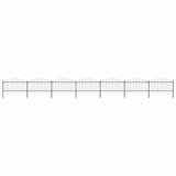 Garden Fence with Spear Top Steel 1248x150 cm Black (7x144943)