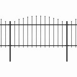 Garden Fence with Spear Top Steel 1248x150 cm Black (7x144943)